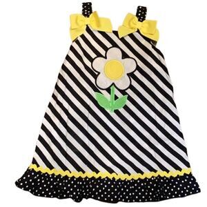 Girl's Jenny And Me Black And White Sleeveless Flower Dress Size 4T